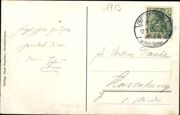 Postcard Obernkirchen in Schaumburg, partial view, west side
