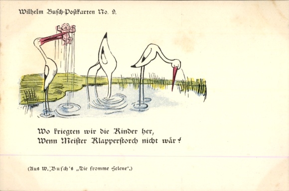 Artist Postcard Busch, Wilhelm, Where did we get the children from