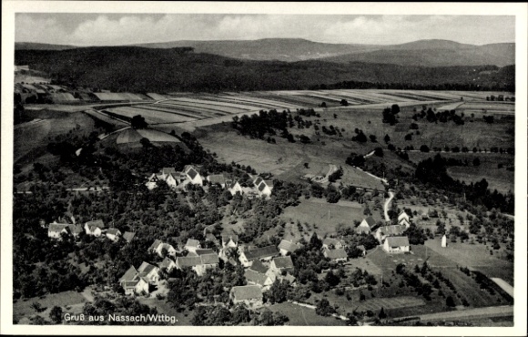 Postcard Nassach Spiegelberg in Württemberg, aerial photograph