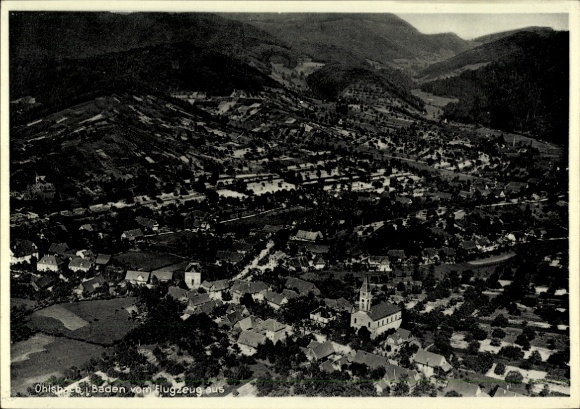 Postcard Ohlsbach near Offenburg Baden, aerial photograph
