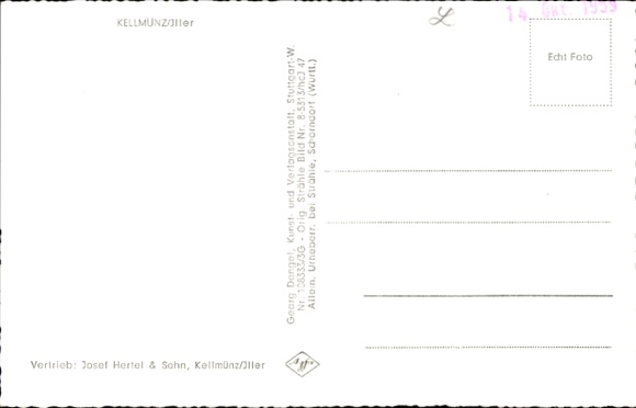 Postcard Kellmünz on the Iller Swabia, aerial view of fields, forests, residential buildings