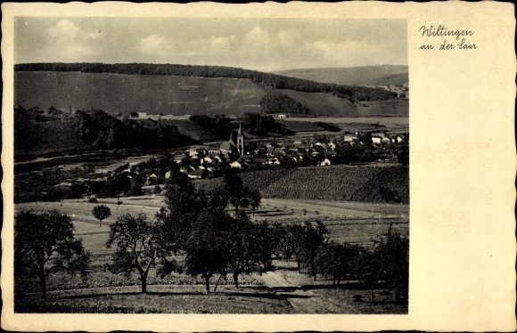 Postcard Wiltingen an der Saar, total view of the village