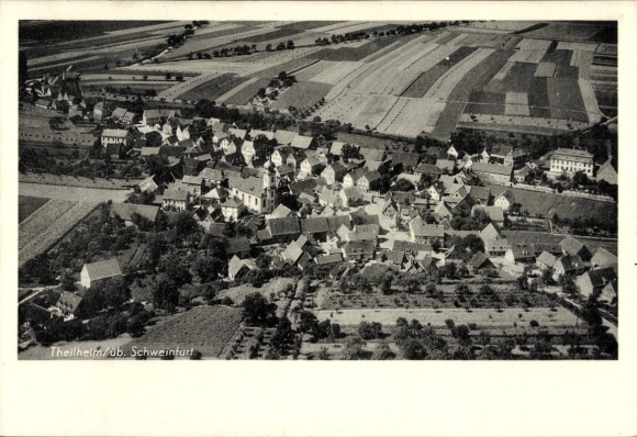 Postcard Theilheim in Lower Franconia, aerial photograph