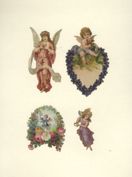 4 wafers angels, flower hearts, flowers, approx. 10 x 6.5 cm to 6 x 3 cm