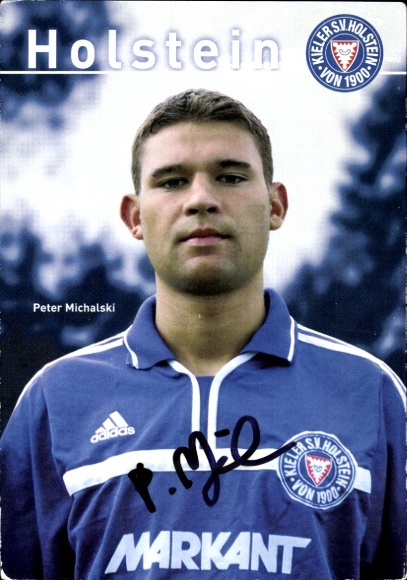 Autograph card footballer Peter Michalski, Holstein Kiel, autograph