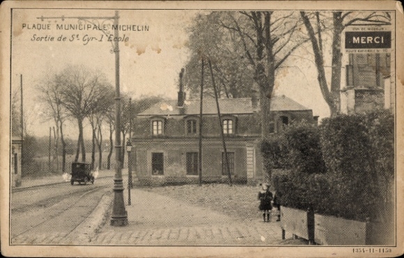 Postcard Saint Cyr l'Ecole Yvelines, Michelin sign at the exit of the town