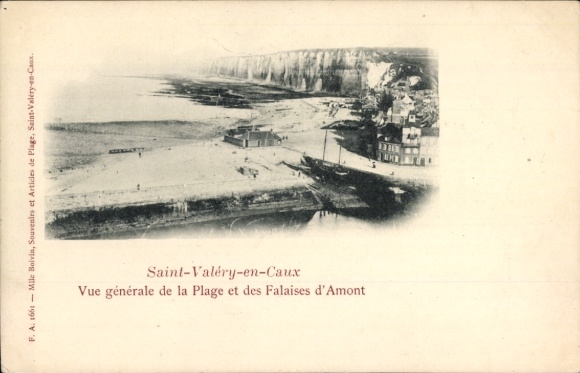 Ak Saint Valery en Caux Seine Maritime, Plage, Falaises d'Amont