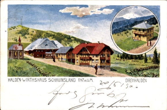Artist Postcard Zorn, L., Oberried im Breisgau, Dreyhalden, Halden Wirtshaus Schauinsland