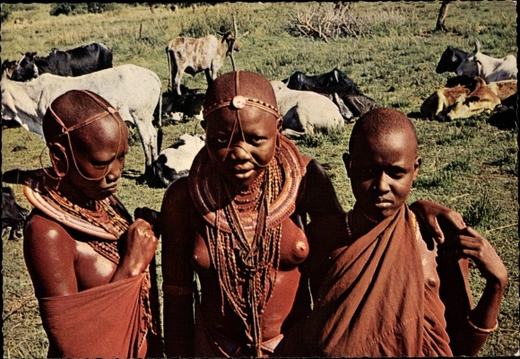 Ak Kenia, Masai-meisjes en -vrouwen, vee