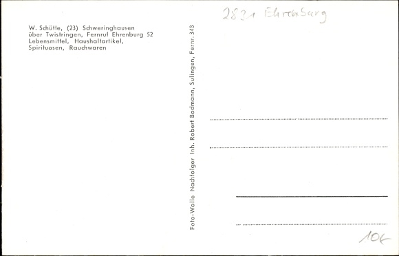 PC Schweringhausen Ehrenburg Lower Saxony, general store W. Schütte