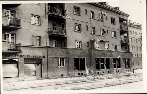 Foto Ak Wien 12, Julirevolte, Schäden nach Straßenkämpfen, Schreckenstage 15./ 16. Juli 1927