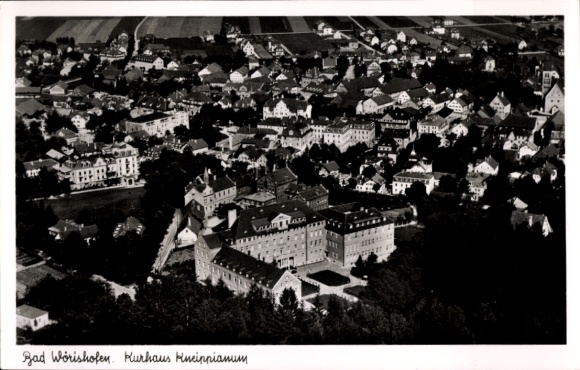 Postcard Bad Wörishofen in Unterallgäu, Kurhaus Kneippianum, aerial photograph