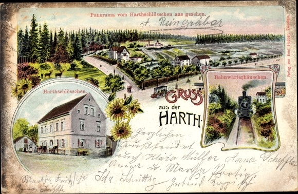 PC Zwenkau in Saxony, Harthschlösschen, gatekeeper&#39;s cottage, greetings from the Harth