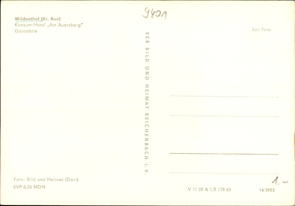 Postcard Wildenthal Eibenstock in the Ore Mountains, consumer hotel Am Auersberg, dining room