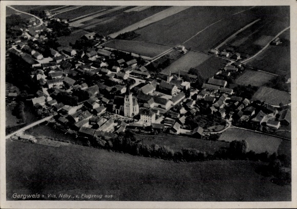 Ak Gergweis Osterhofen in Niederbayern, Luftaufnahme