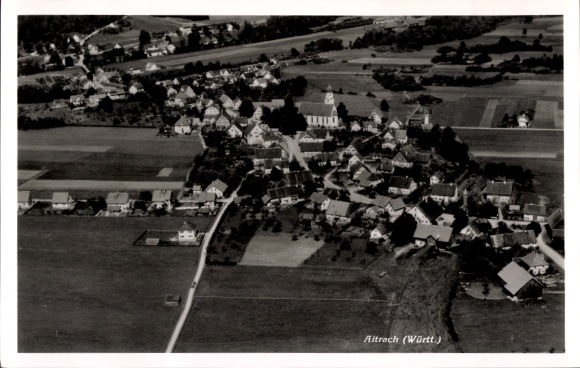 Postcard Aitrach in Württemberg, aerial photograph