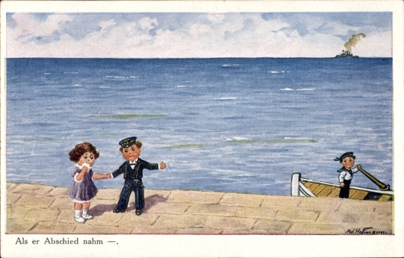 Artist Postcard Hoffmann, Ad., When he said goodbye..., Children as soldiers, sailor