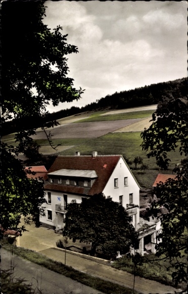 Postcard Unter Sensbach Oberzent in the Odenwald, Haus Falkenberg, Unter-Sensbach, green meadows, blue sky
