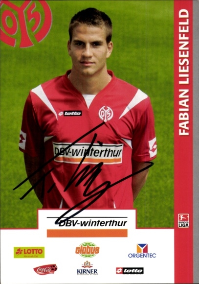 Autograph card footballer Fabian Liesenfeld, 1. FSV Mainz 05