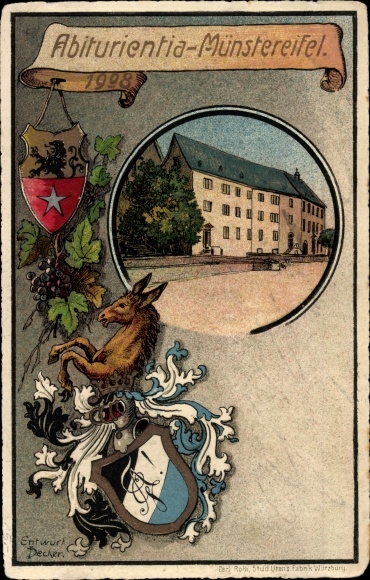 Studentika artist PC Decker, Bad Münstereifel in North Rhine-Westphalia, Abiturientia 1908