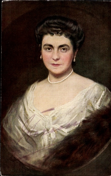 Artist Postcard Schwarz, Alfred, Empress Hermine, Portrait, wife of Kaiser Wilhelm II, signed