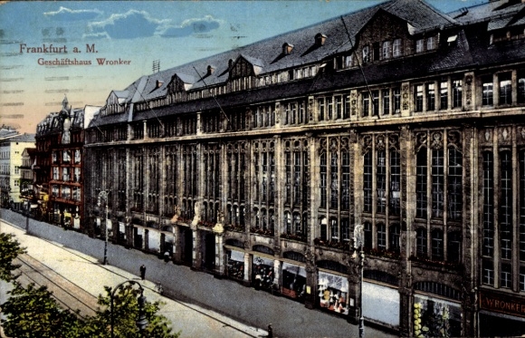 Postcard Frankfurt am Main, Wronker commercial building