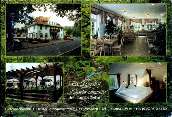 Postcard Reinhardsgrimma Hirschbach glassworks in the Eastern Ore Mountains, forest inn