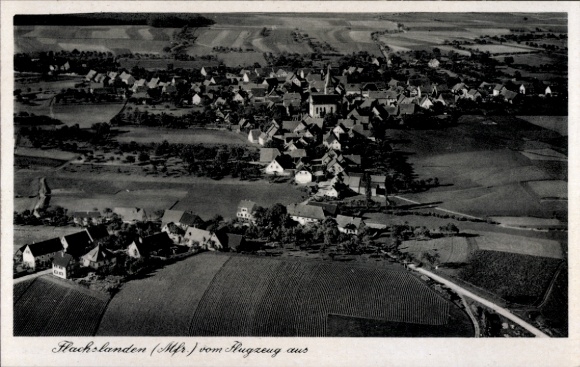 Postcard Flachslanden in Middle Franconia, aerial photograph