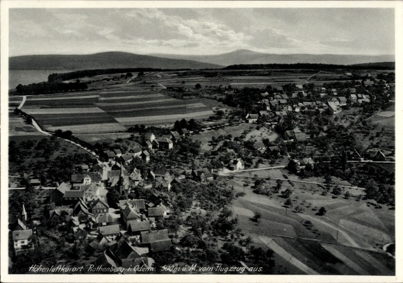 Postcard Rothenberg Oberzent in the Odenwald, aerial photograph, guest house