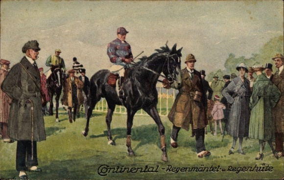 Artist Postcard Advertisement, Continental raincoats and rain hats