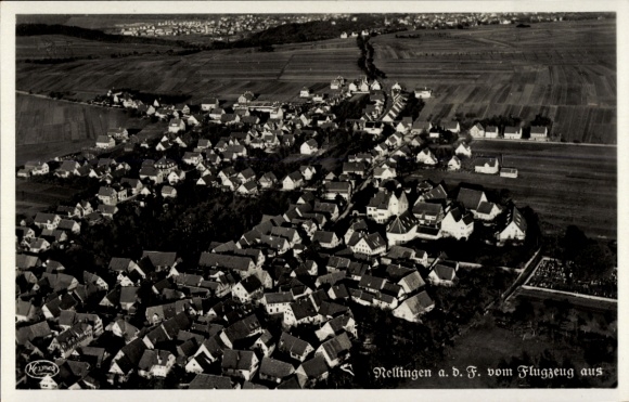 Postcard Nellingen auf den Fildern Ostfildern, aerial photograph