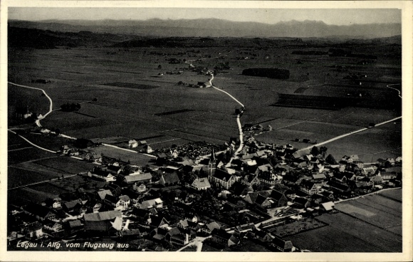 Postcard Legau in Swabia Unterallgäu, aerial photograph