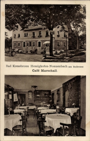Postcard Nonnenbach Hemigkofen Kressbronn am Bodensee, Café Marschall, interior view