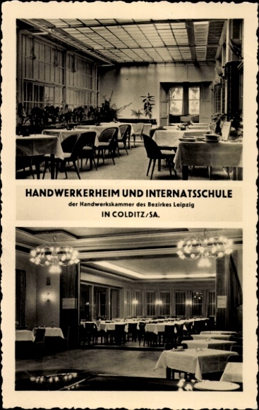 Ak Colditz in Sachsen, Handwerkerheim, Internatsschule, Speise- und Aufenthaltsraum, Gesellschaft