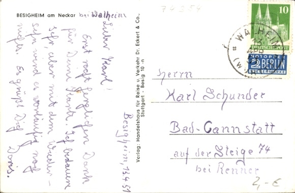 Postcard Besigheim am Neckar Württemberg, general view