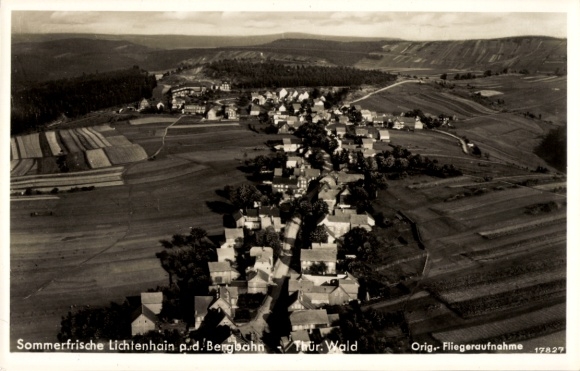 Postcard Lichtenhain at the Oberweißbach cable car Thuringia, aerial photograph