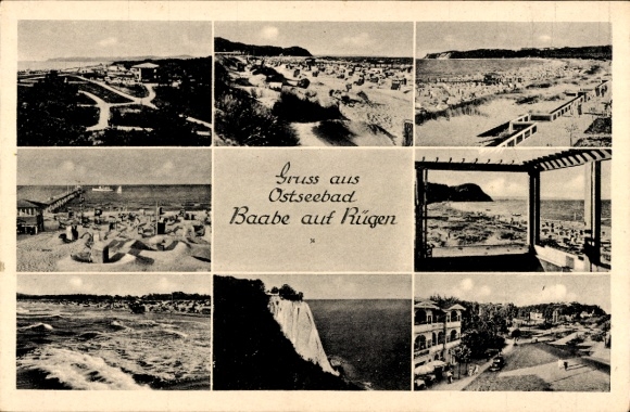 Postcard Ostseebad Baabe on Rügen, Greetings from Ostseebad Baabe, Photos of the beach and landscape