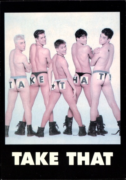 Ak Boygroup Take That, nackt, Rückenansicht