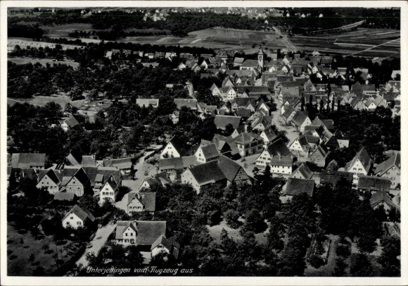 Postcard Unterjettingen Jettingen in Württemberg, aerial photograph