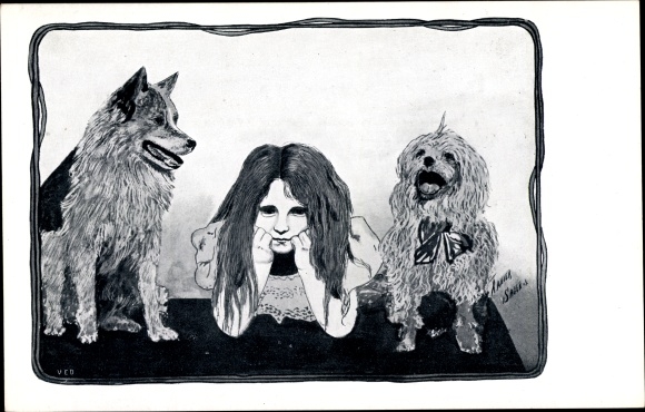 Artist PC Sager, Xavier, meisje met twee honden