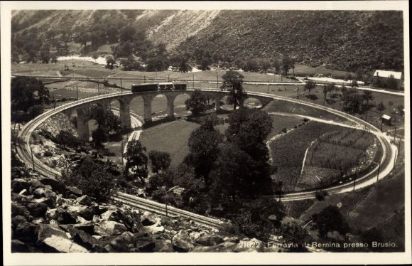 PC Brusio Kt. Graubünden Switzerland, Ferrovia d. Bernina, railway tracks
