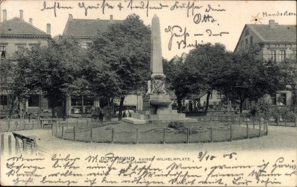Ak Dortmund im Ruhrgebiet, Kaiser Wilhelm Platz, Denkmal