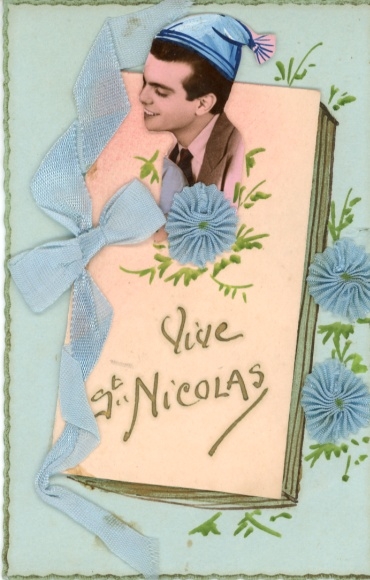 Fabric Postcard Man with Hat, Vive St Nicolas