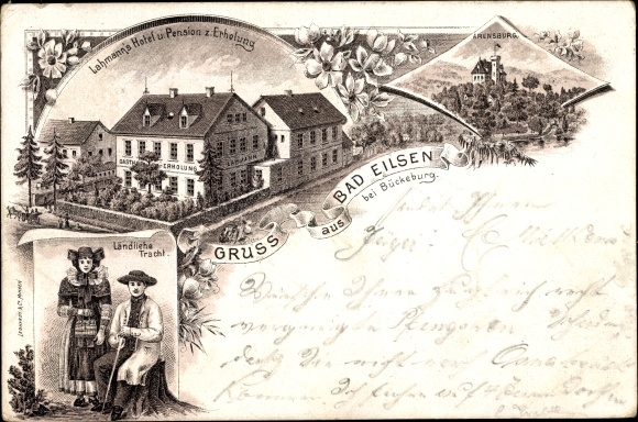Chromo-Litho Bad Eilsen in Lower Saxony, Lahmann&#39;s Hotel and Pension for recreation, Arensburg