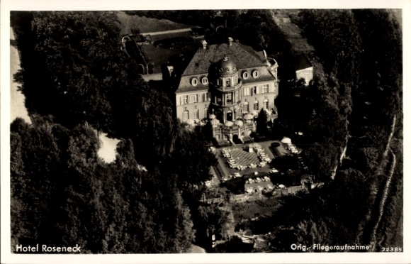 Postcard Bad Salzuflen in Lippe, aerial photograph, Hotel Roseneck