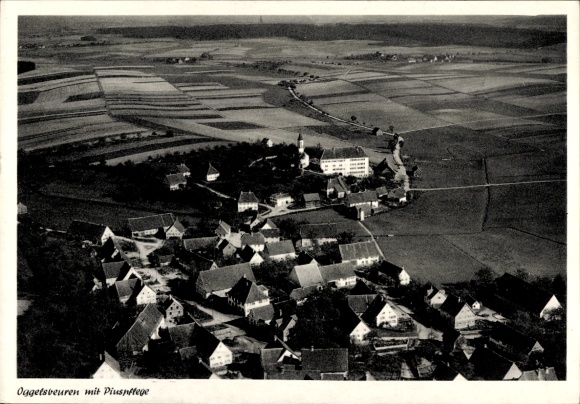 Postcard Oggelsbeuren Attenweiler Baden Württemberg, aerial photograph, Piuspflege