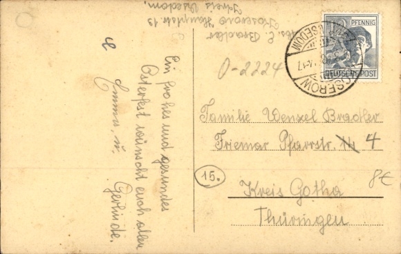 Postcard Ostseebad Kölpinsee on Usedom, town view