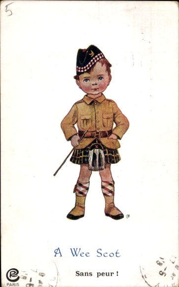 Postcard Boy in Scottish costume, portrait