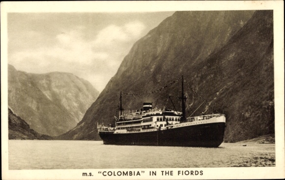 Postcard steamer MS Colombia, Royal Netherlands Steamship Co.