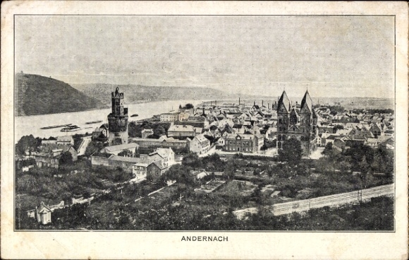 Postcard Andernach am Rhein, city view, Rhine, houses, church towers